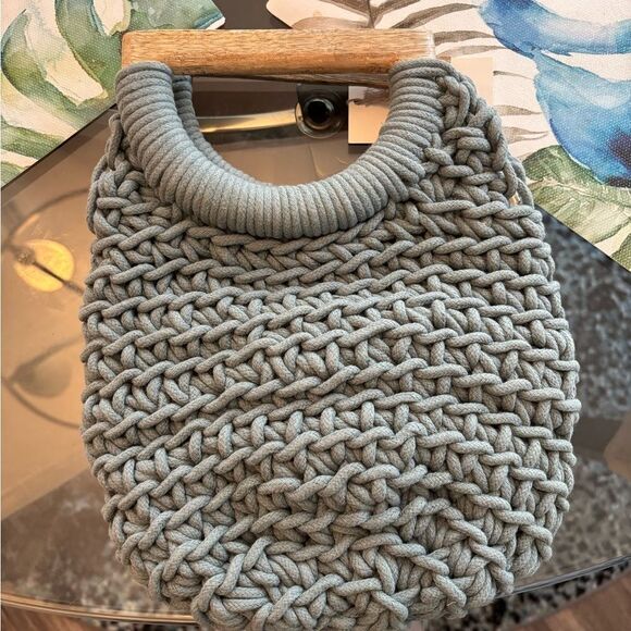 A New Day Macrame Beachy Boho Bag with Jewel Accent - Picture 2 of 6